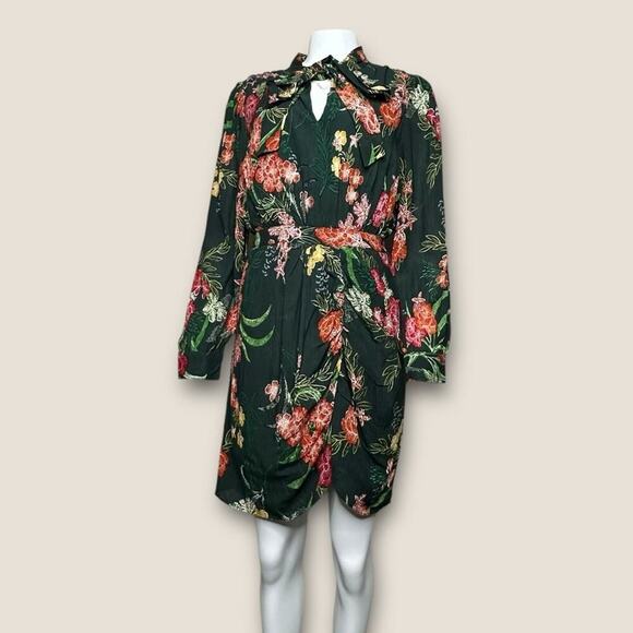 NWT | Walter Baker | Willette Floral Tie Sheath Mini Dress | Green | Size 10 - Picture 2 of 16